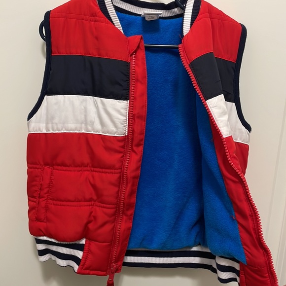 Okie Dokie full zipper vest red/white/blue fleece lined size 4T - Picture 5 of 6